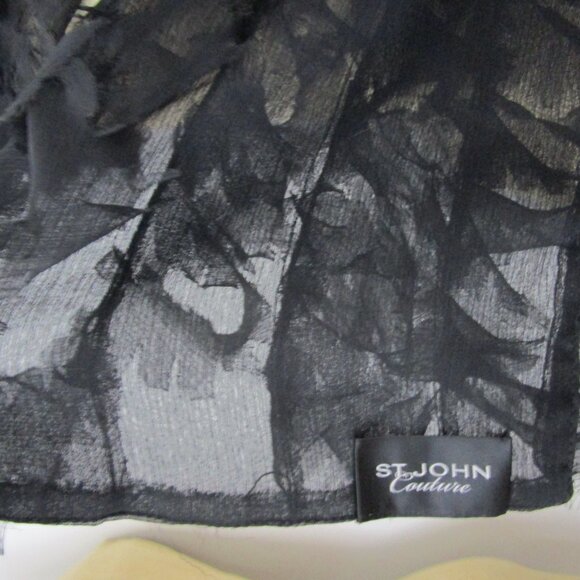 Raw Textured Silk Scarf Layover Wrap Coverup Black - Picture 7 of 9